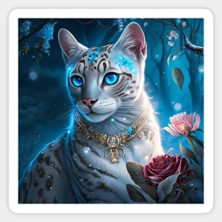 Enchanted Silver Bengal Cat Sticker